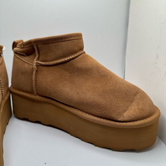 CUSHIONAIRE Women's Genuine Suede pull platform boot +Memory Foam 9 CHESTNUT - Picture 6 of 7